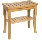 STOŁEK TABORET ŁAZIENKOWY SAUNA Z PÓŁKĄ BAMBUS